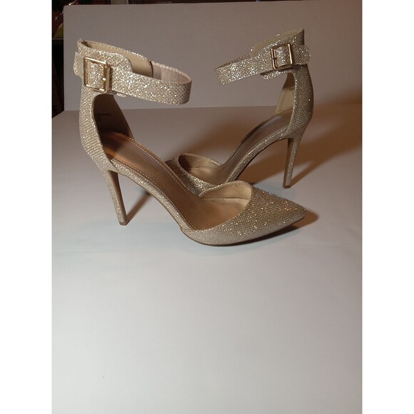 DREAM PAIRS Women's Size 9 Ankle Strap Closed Toe High Stilettos Heel Shoes Gold - Picture 1 of 7